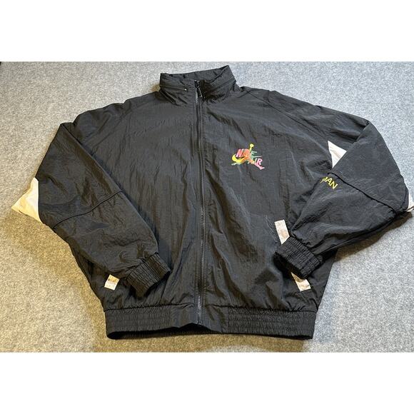Vtg Nike Air Jordan Jumpman Full Zip Windbreaker Large Classics Black CV7418-010 - Picture 1 of 13
